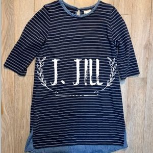 J. Jill Mixed-Media Dress, L, Blue Striped
